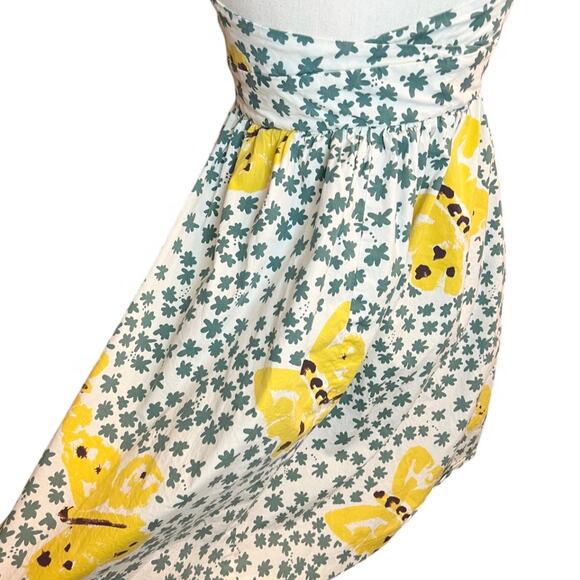 Vintage Y2K Betsey Johnson Butterfly halter mini dress whimsical green & yellow - Picture 6 of 10